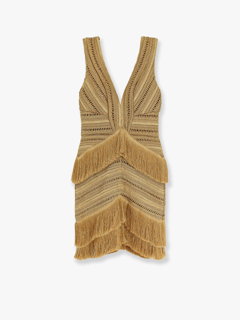 Pampas mini dress with embroidery and fringes