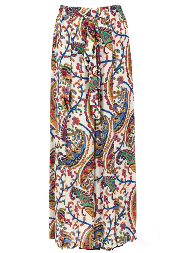 PANTALONE PALAZZO CON CINTURA E MOTIVO PAISLEY
