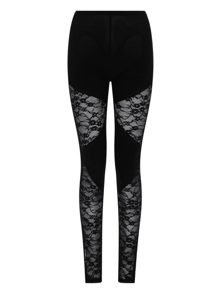 PATCHWORK LEGGINGS WITH LACE INSERTS