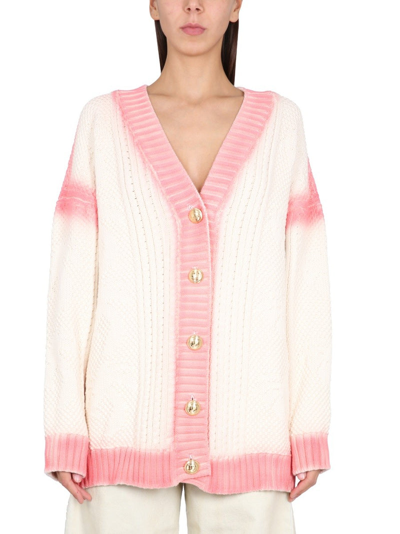 PATENT LEATHER EFFECT PALM CARDIGAN