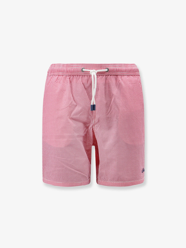 Patmos nylon swim trunks with vichy pattern