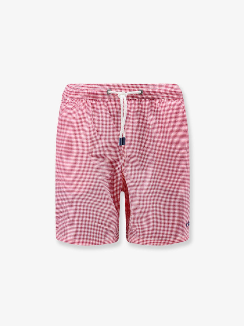 Patmos nylon swim trunks with vichy pattern