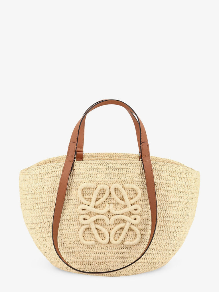 Paula's Ibiza -Eclipse Raffia and Leather handbag with 3D Anagram logo