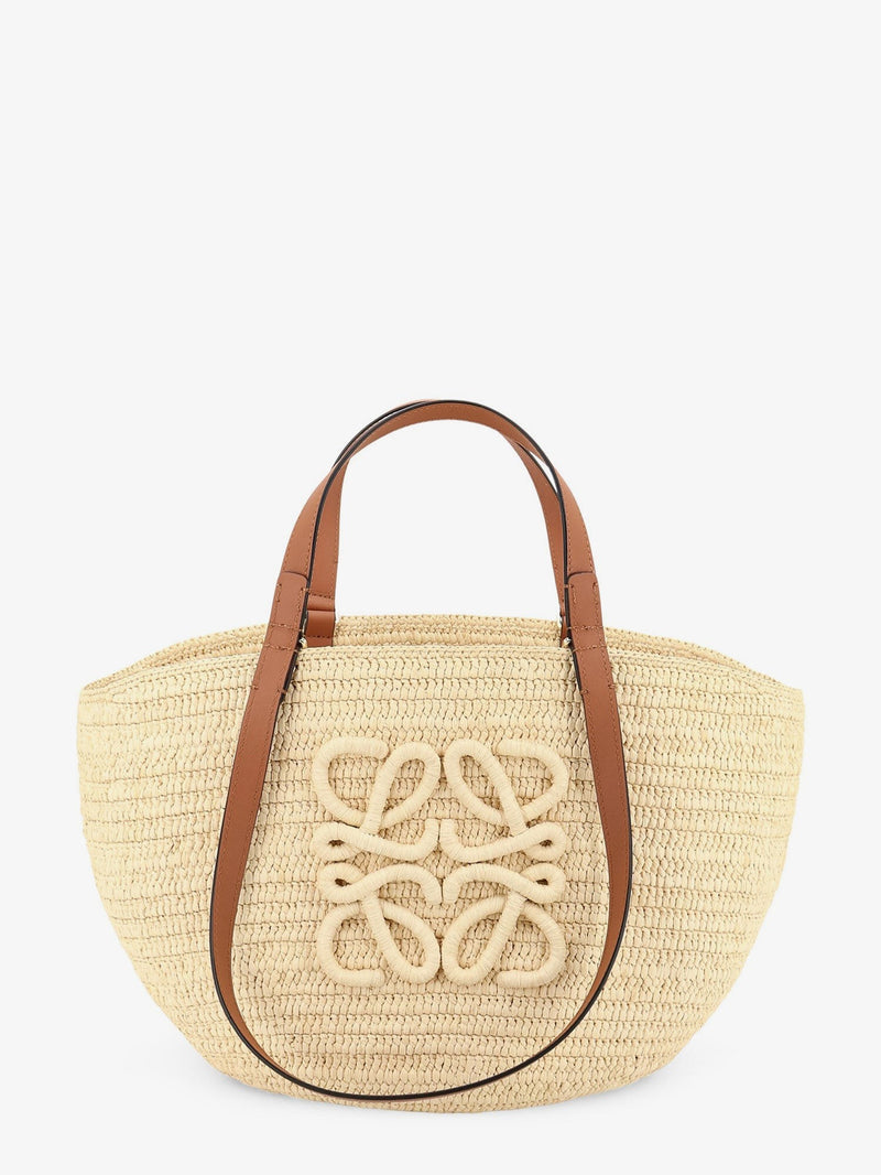 Paula's Ibiza -Eclipse Raffia and Leather handbag with 3D Anagram logo