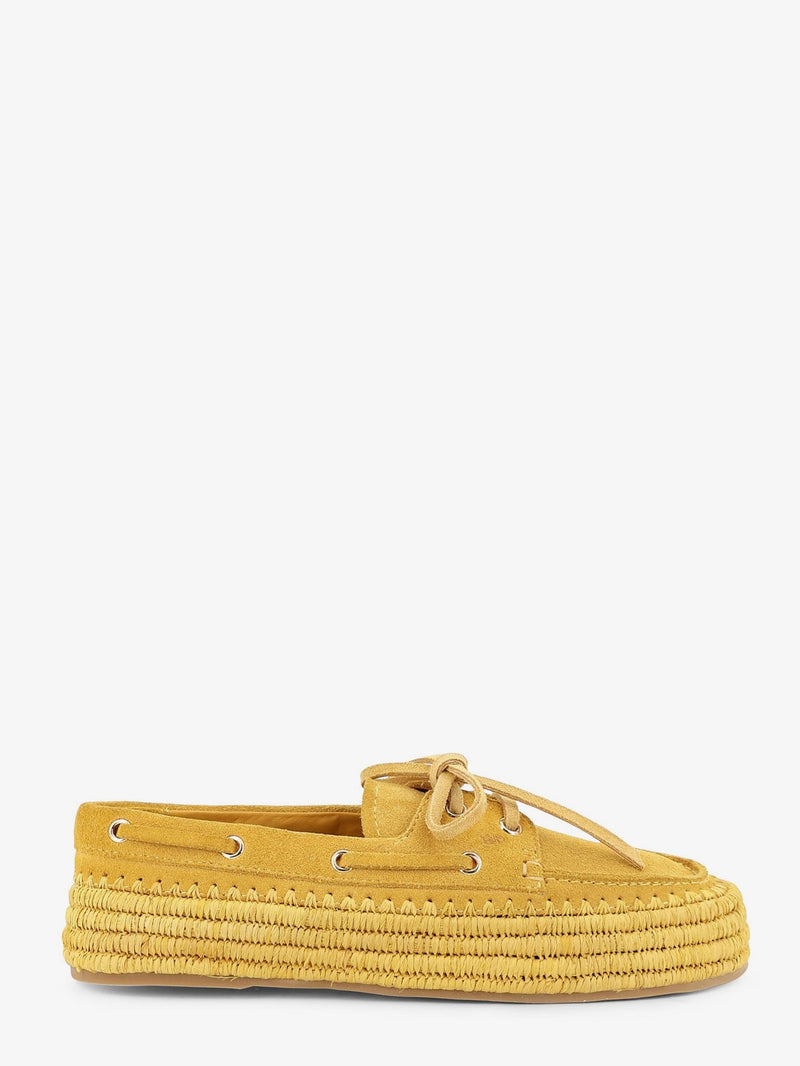 Penelope suede and raffia loafers