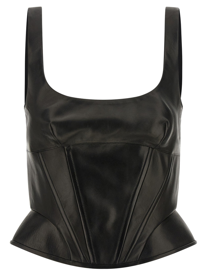 Peplos leather top