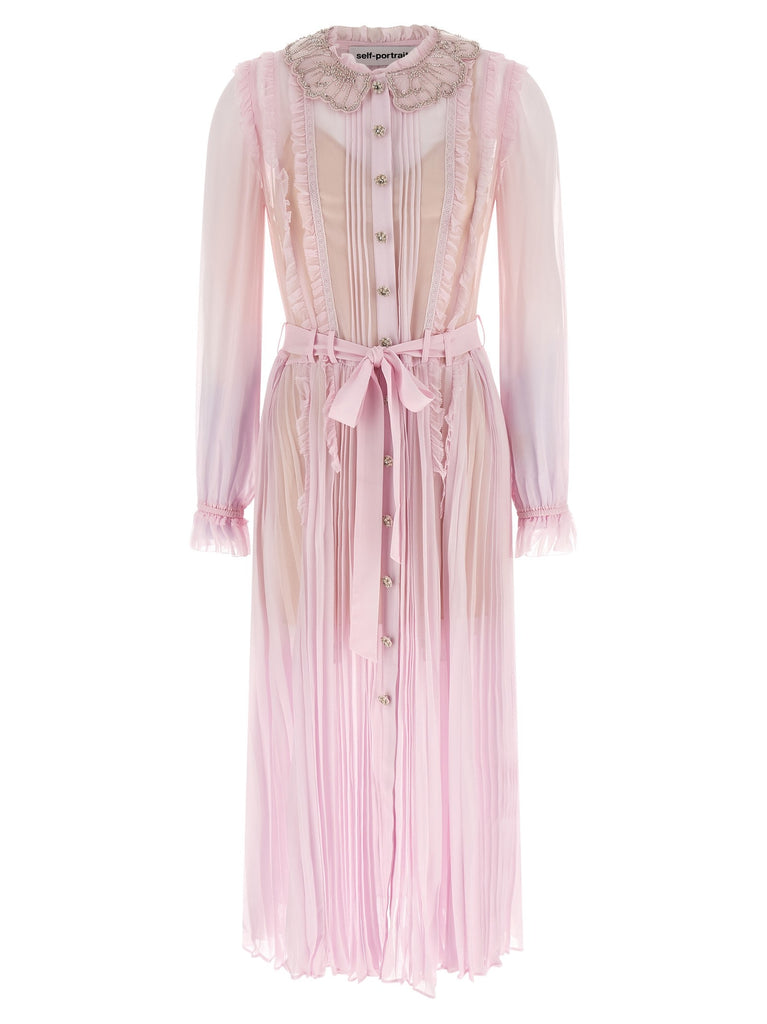 'Pink Pleated Georgette Midi' dresses
