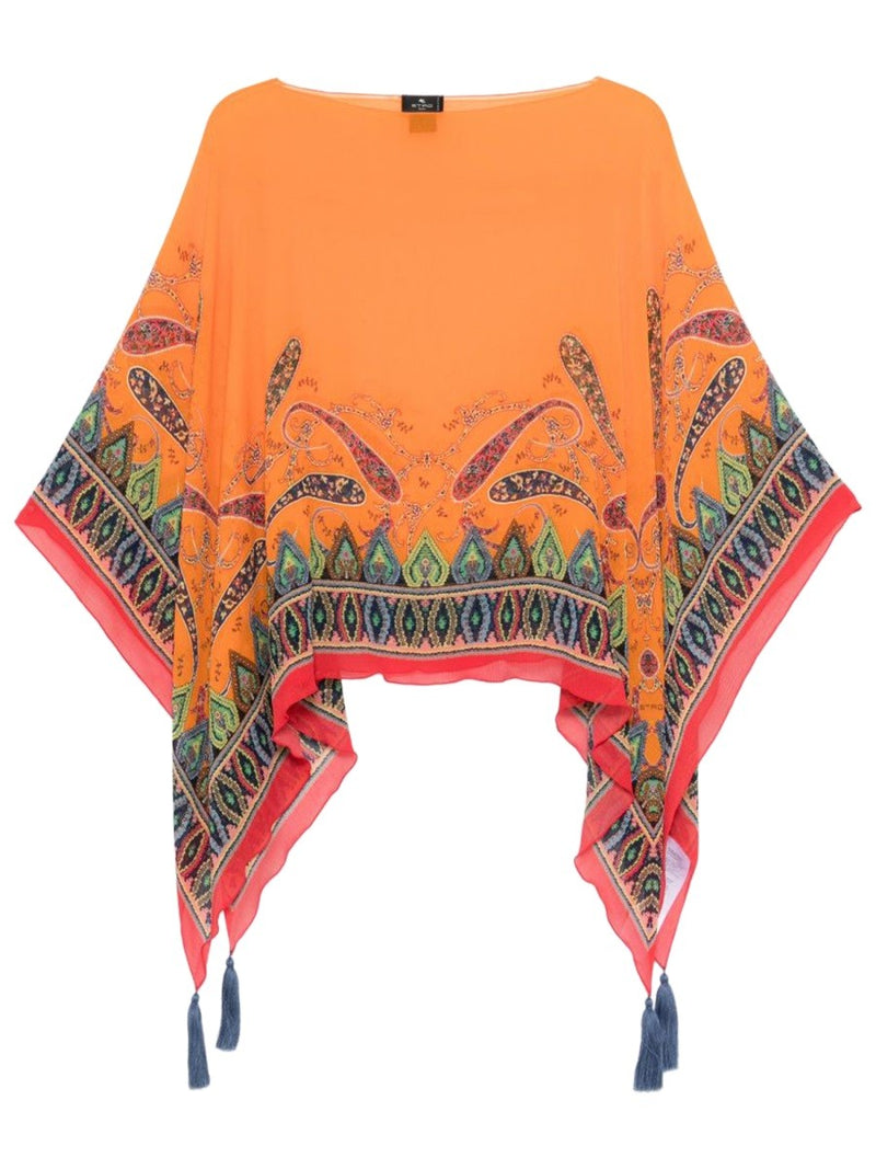 PONCHO TOP WITH PAISLEY PATTERN