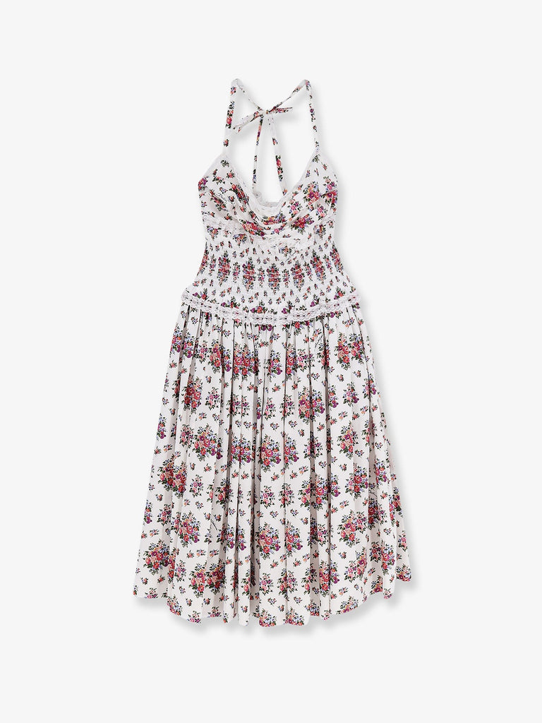 Poplin dress with Mazzolini di Fiori print
