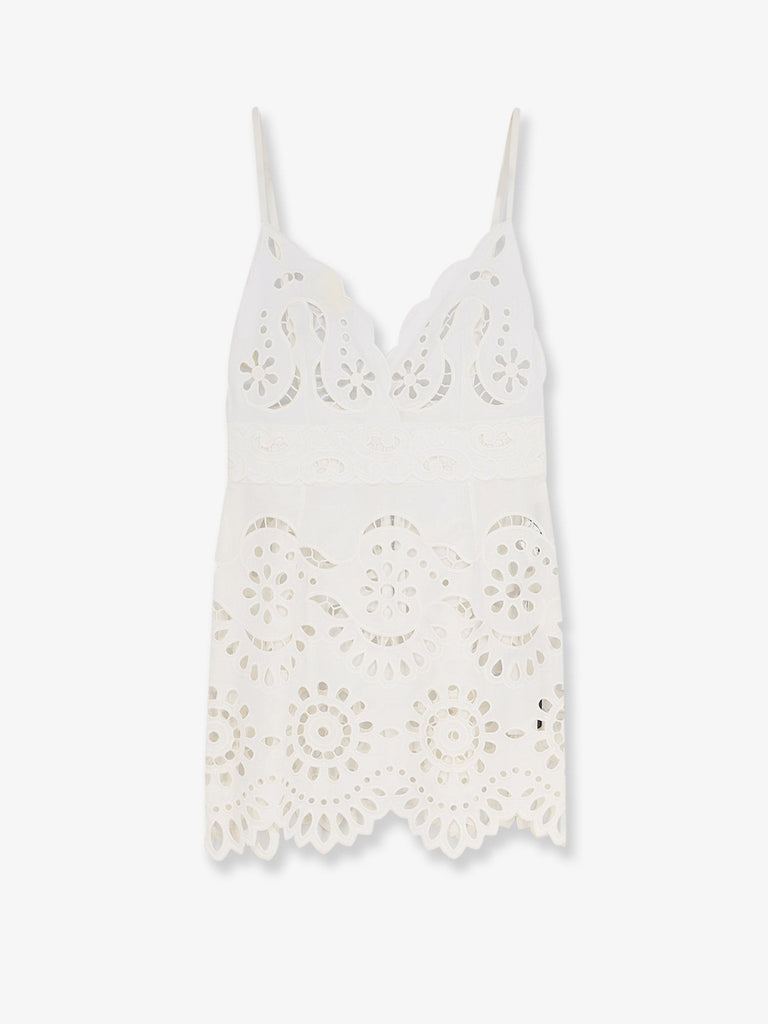 Poplin mini dress with cut out embroidery