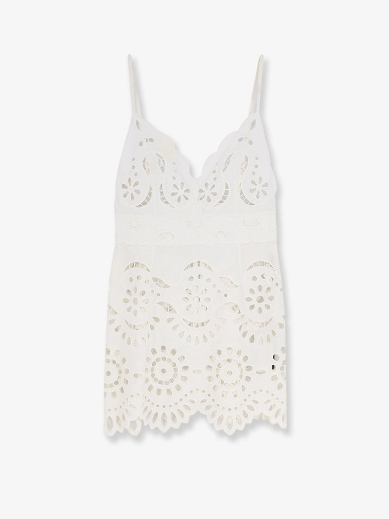Poplin mini dress with cut out embroidery