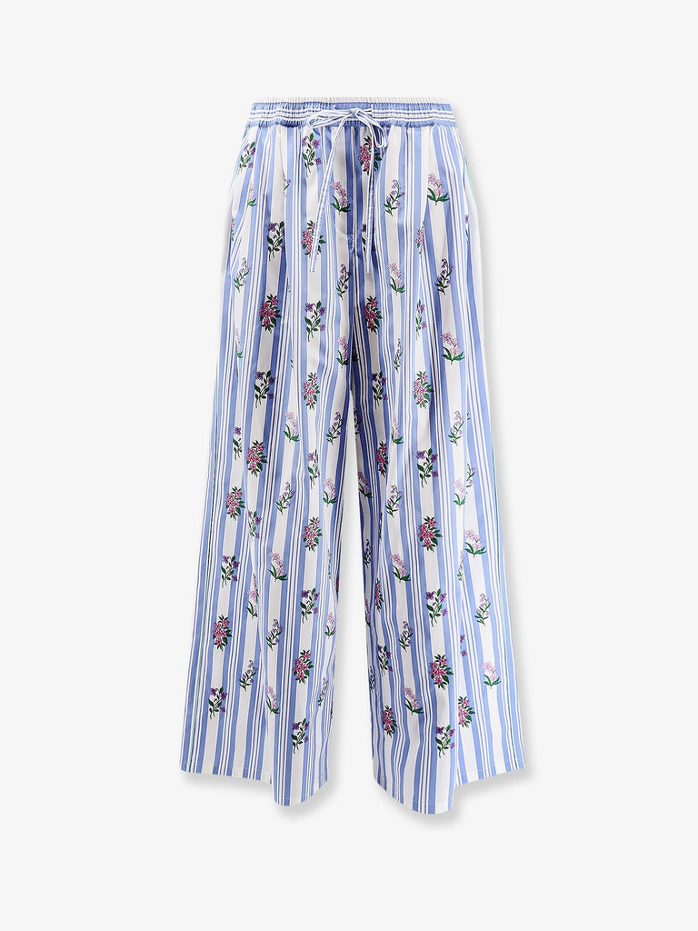 Poplin trousers with multicolor embroidery