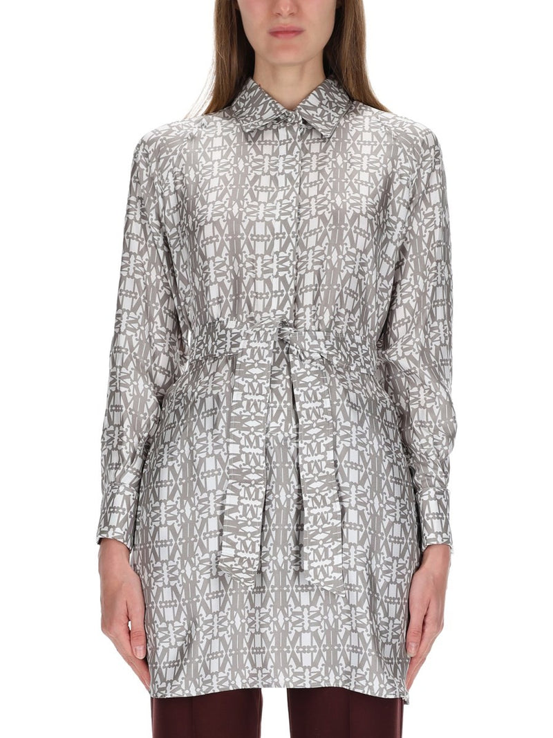 PRINTED SILK CHEMISIER DRESS