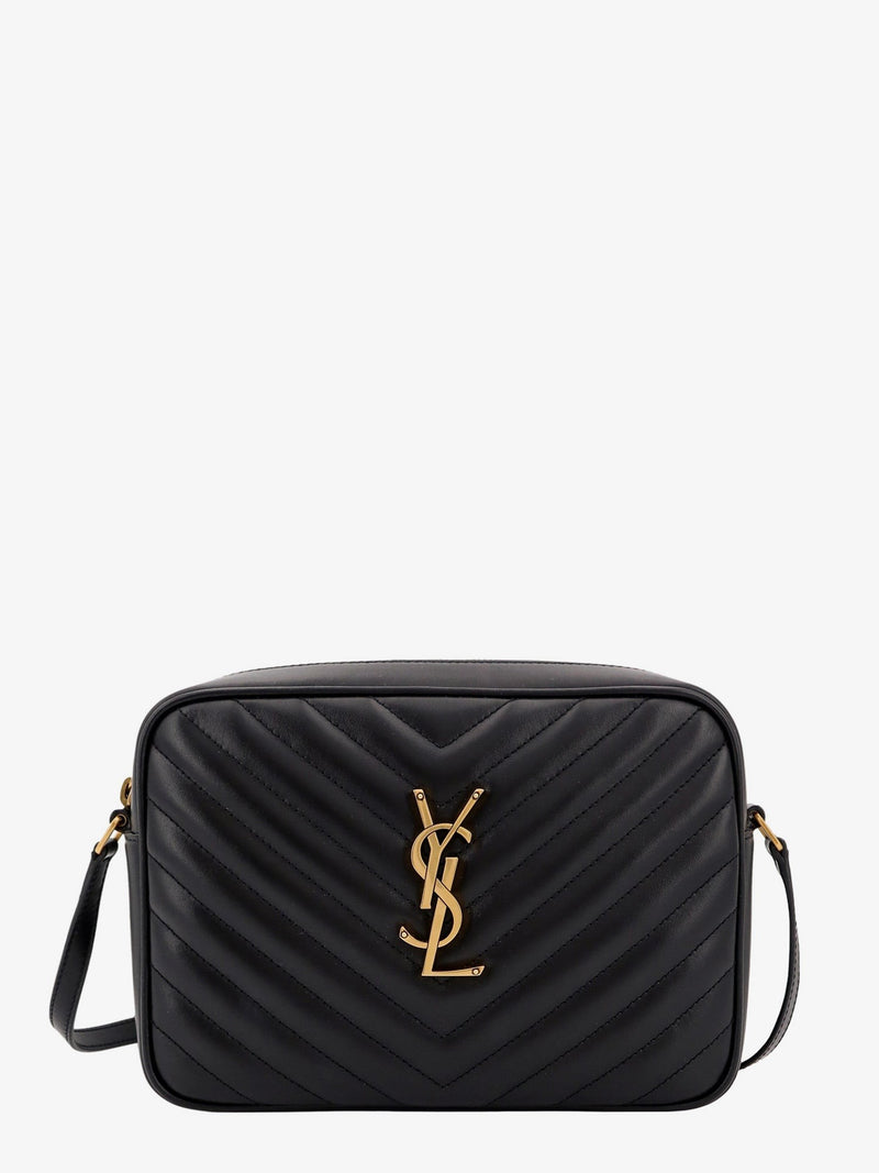 Quilted leather camera bag shoulder bag