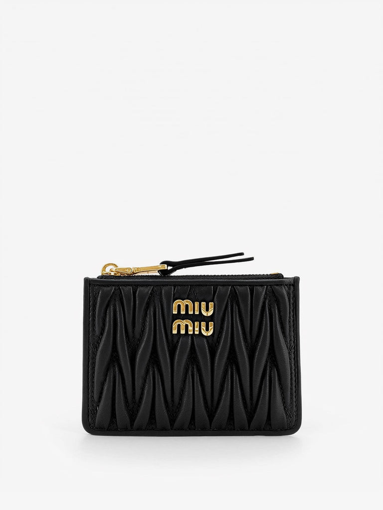 Quilted leather card holder