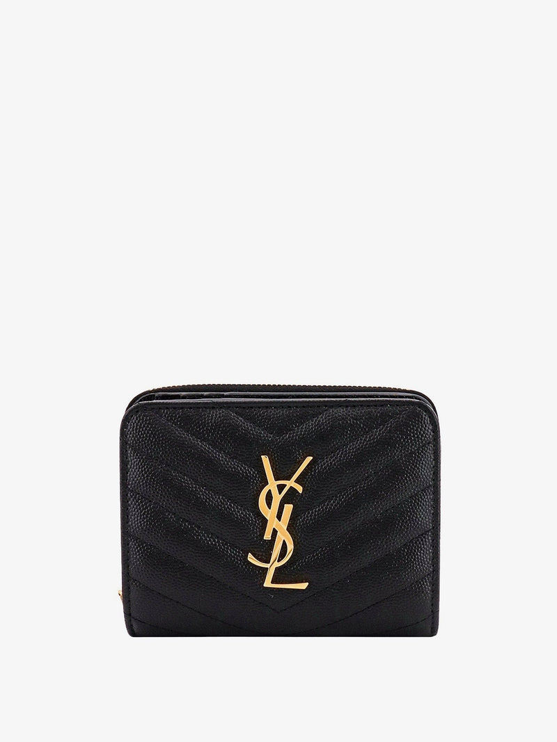 Quilted leather wallet with metal Cassandre logo