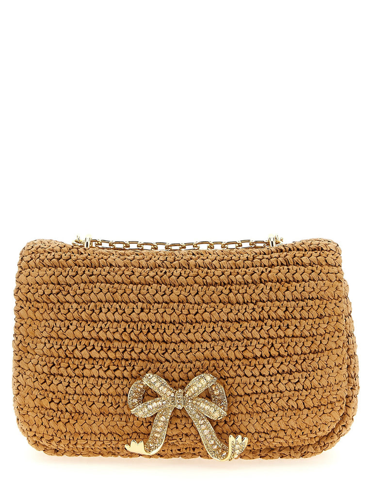 'Raffia bow charm' shoulder bag