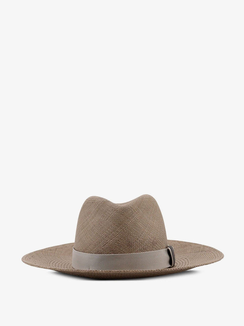 Raffia Fedora hat with Monili detail
