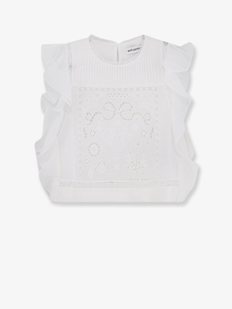 Ramie top with lace inserts