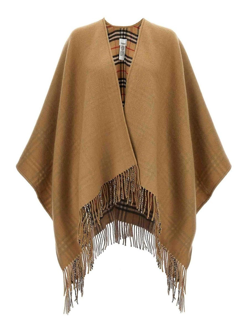 REVERSIBLE CHECK WOOL CAPE