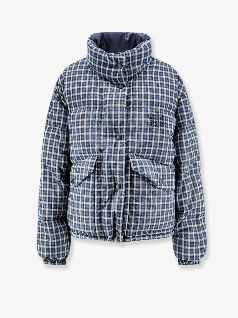 Reversible madras flannel down jacket