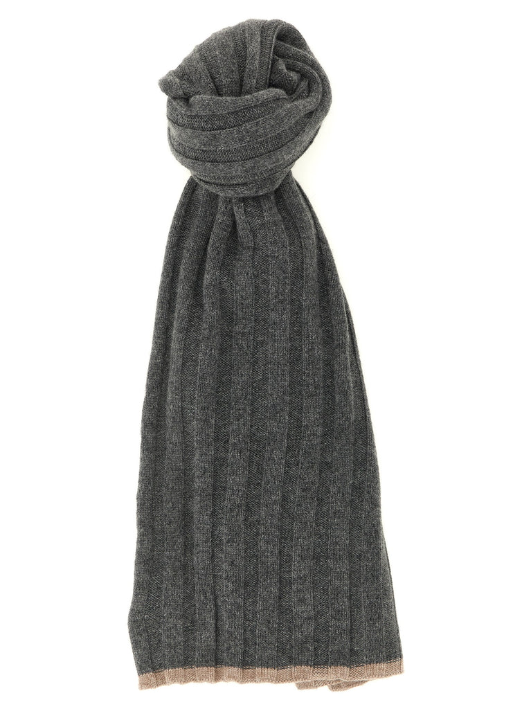Ribbed cashmere knit scarf