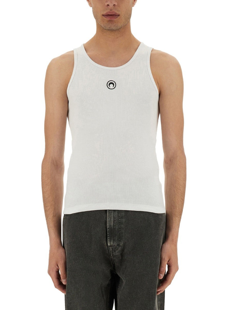 RIBBED TANK TOP WITH MOON LOGO