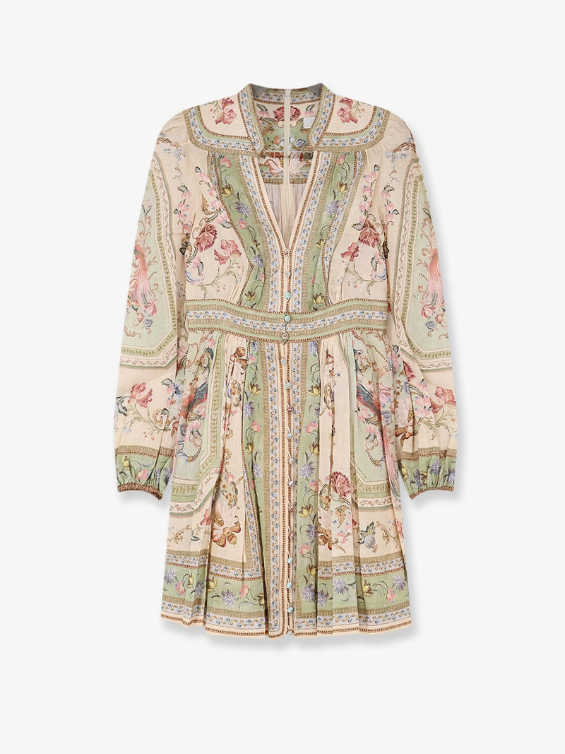 Roselight Plunge Tapestry Print Linen Dress