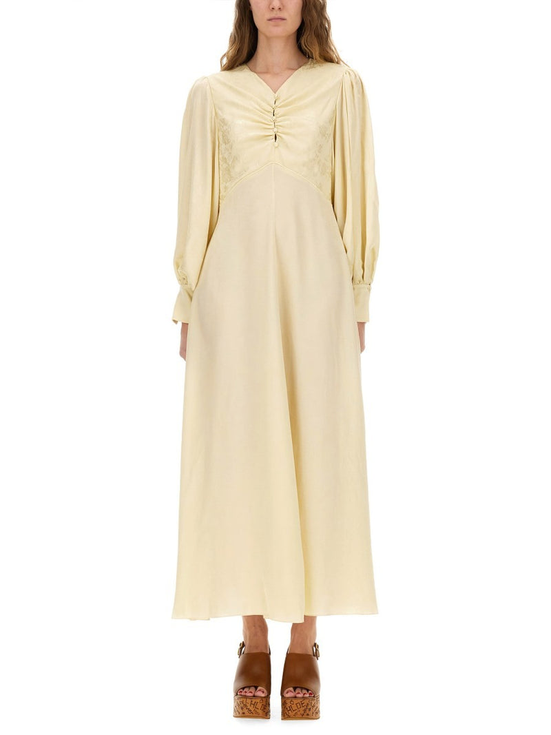RUCHED SILK DRESS