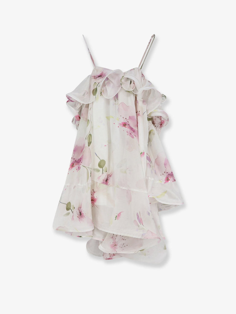Satin mini dress with flounces