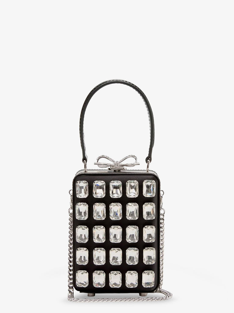 Satin shoulder bag with crystals