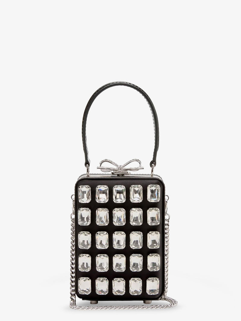 Satin shoulder bag with crystals