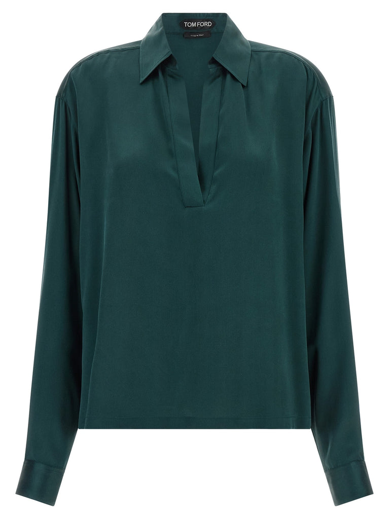 Satin silk polo shirt