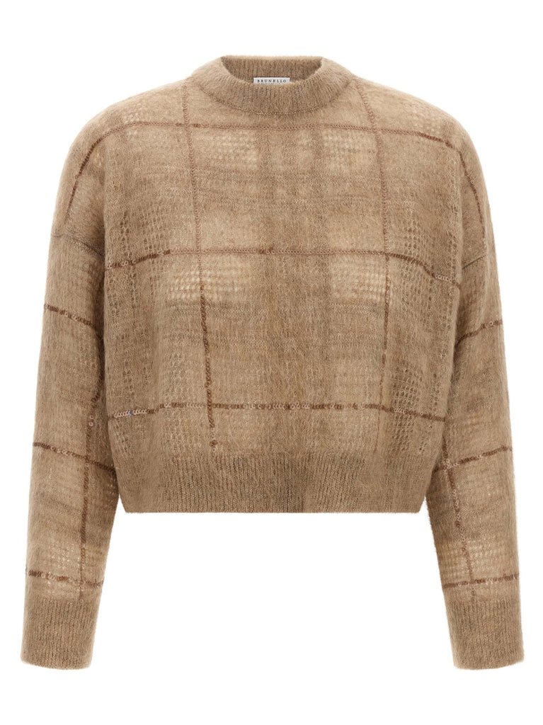 Sequin check sweater