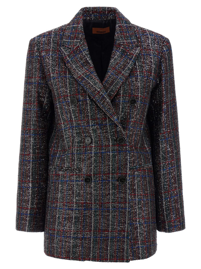 Sequin tartan blazer
