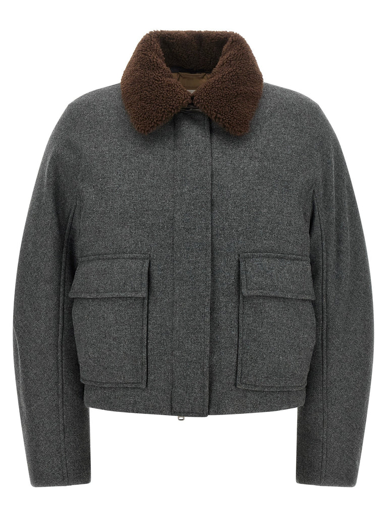 Shearling collar cropped jacket