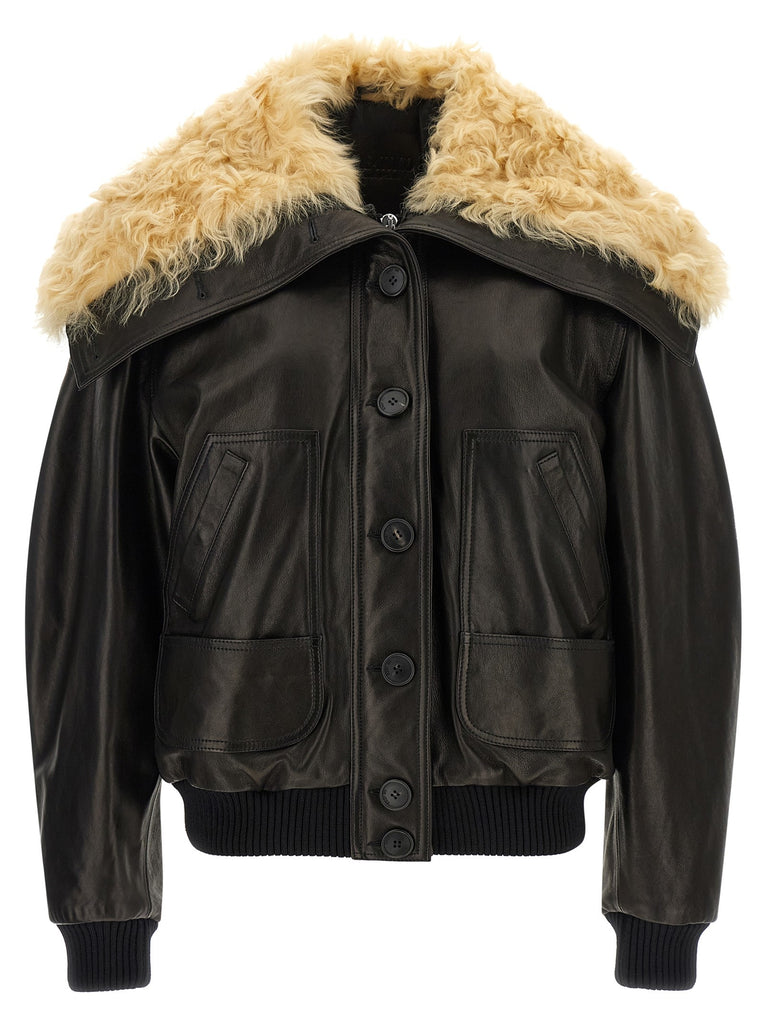 Shearling neck bomber jacket