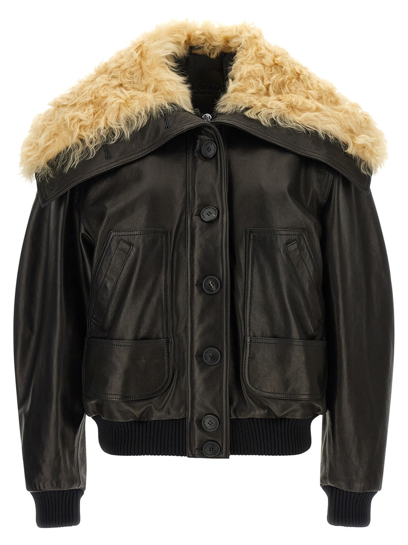 Shearling neck bomber jacket