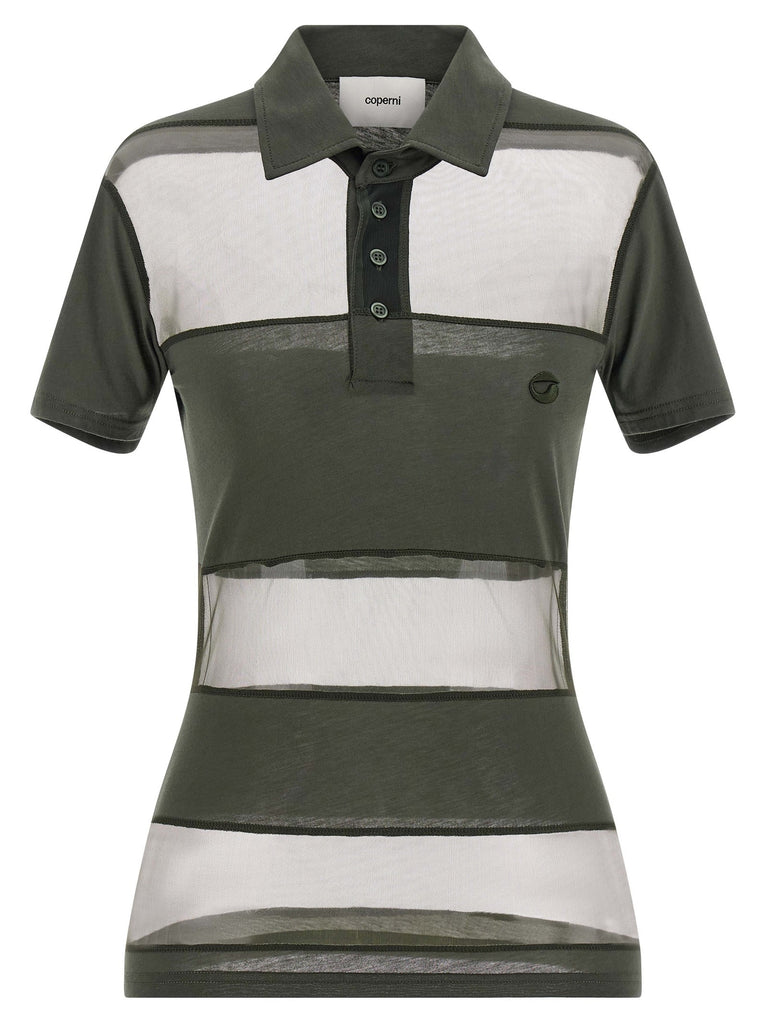 'Sheer Striped' polo shirt