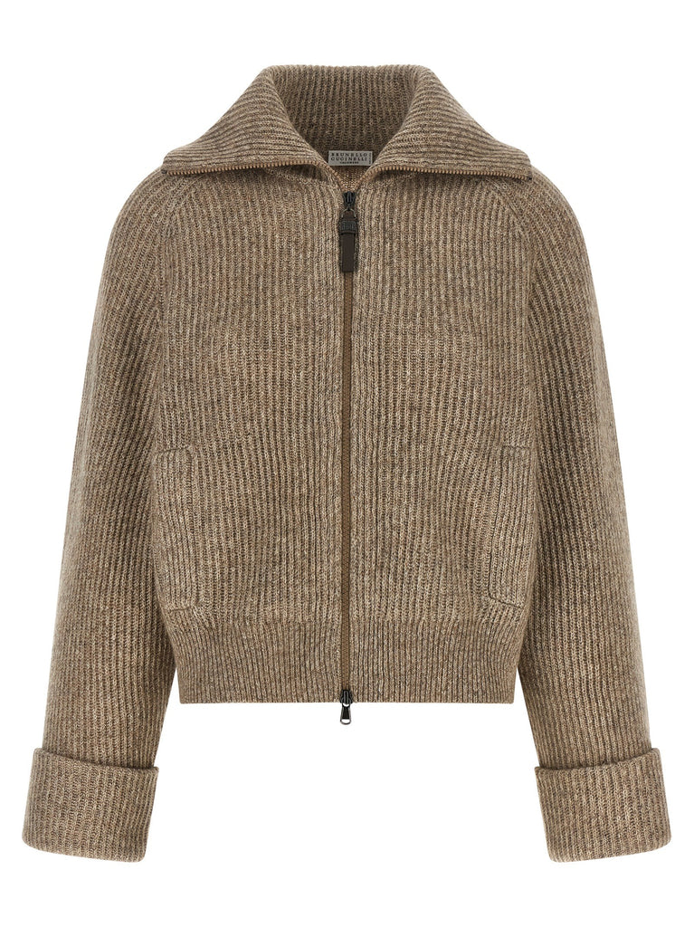 'Shiny Zipper Pull' cardigan