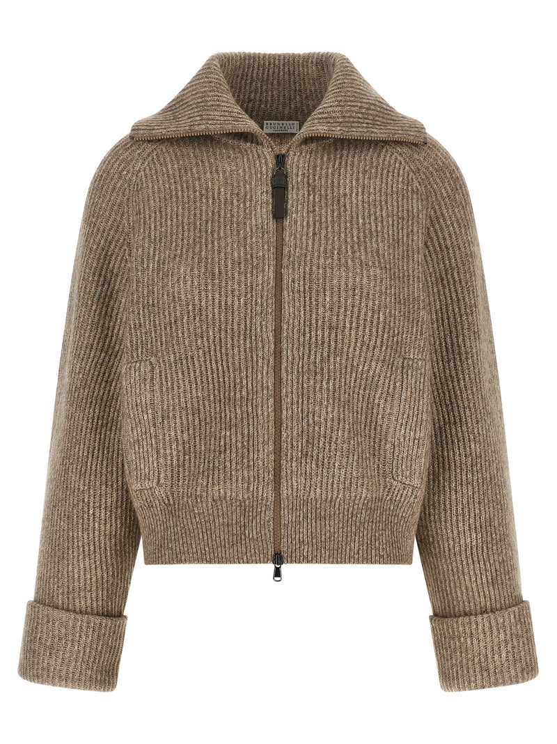 'Shiny Zipper Pull' cardigan