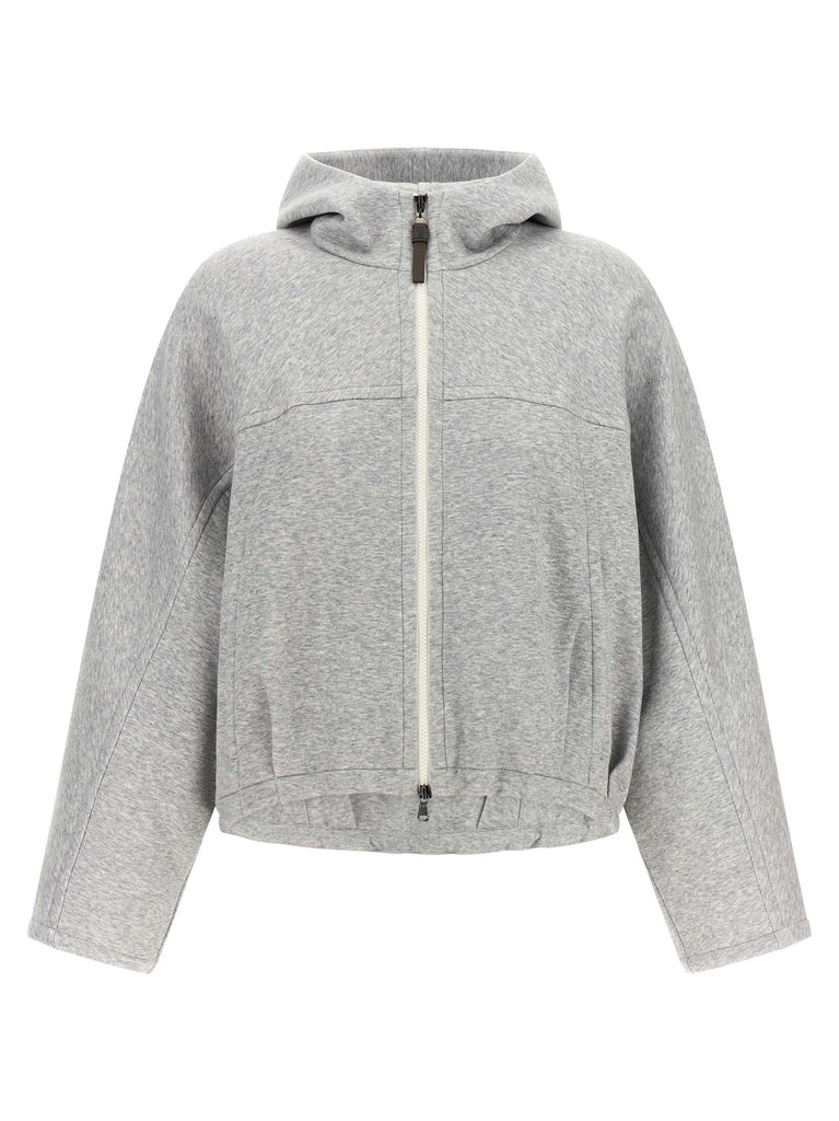 'Shiny Zipper Pull' cropped hoodie
