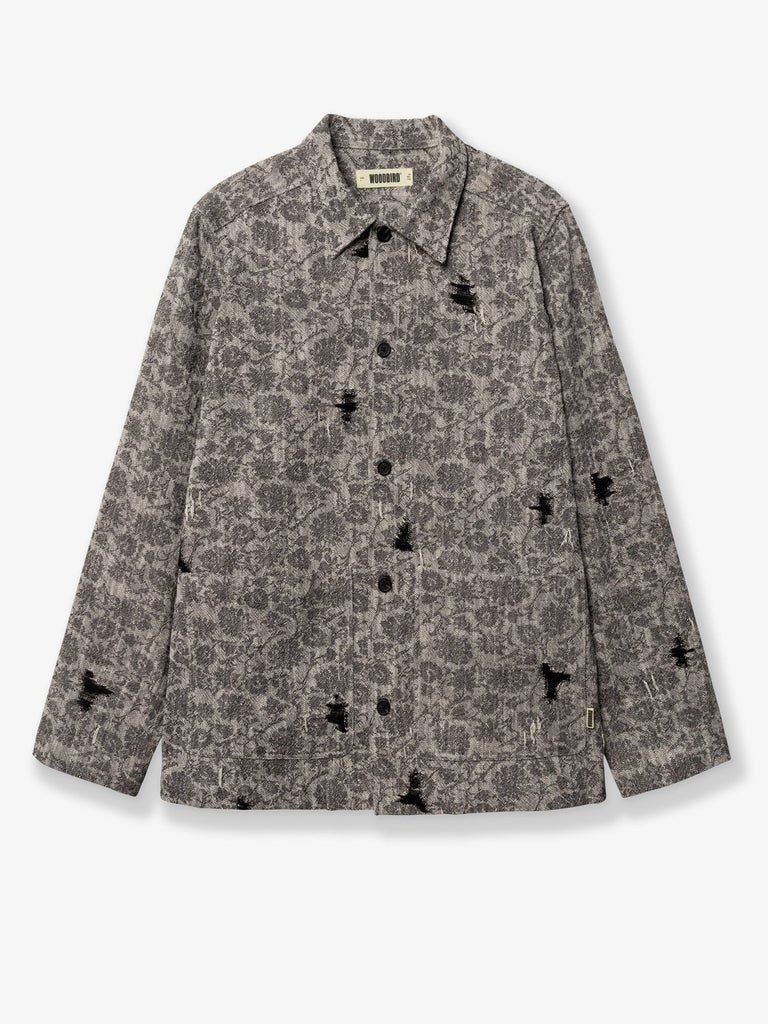 Shirt jacket with melange inlay