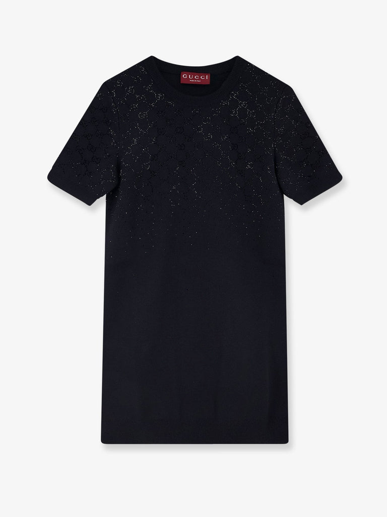 Short wool dress with GG crystals