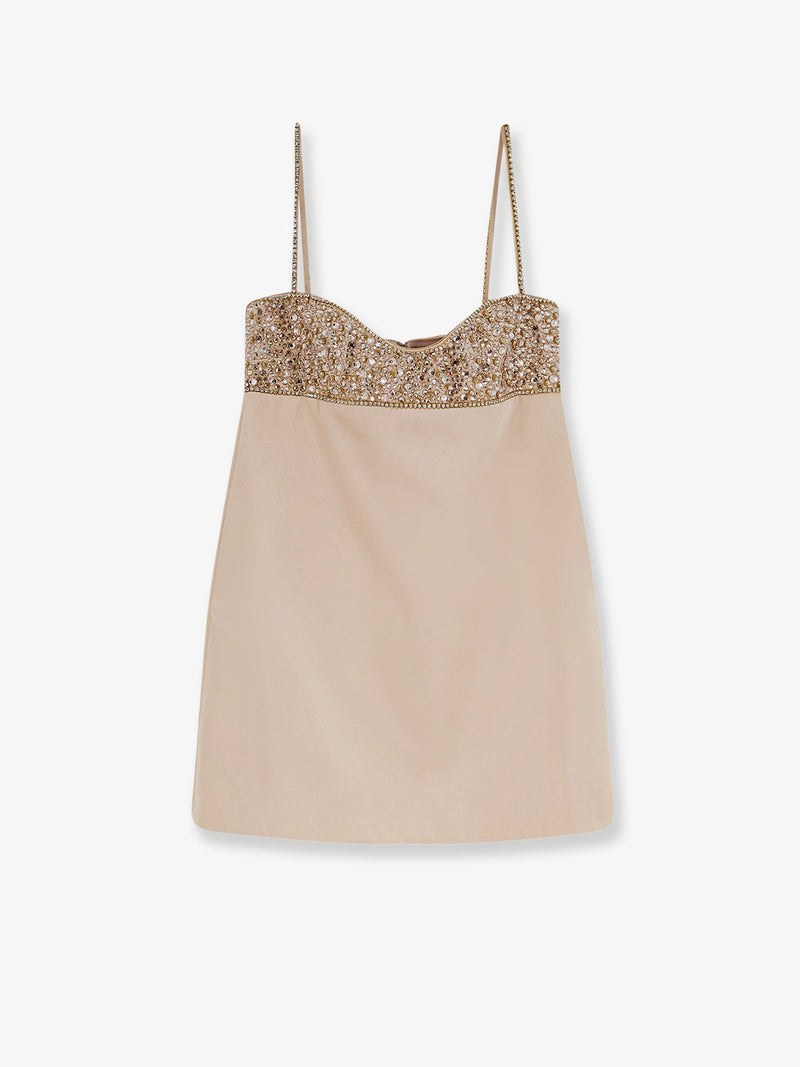 Shyla satin dress with rhinestones detail