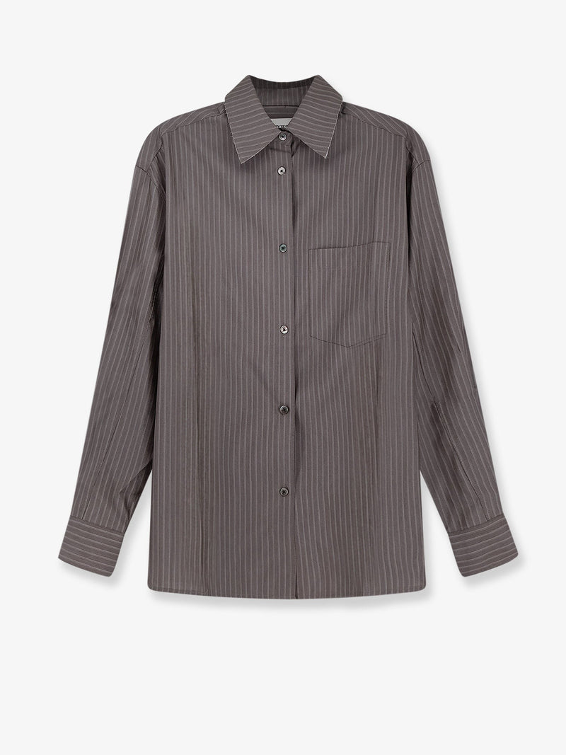Silk and wool blend shirt with striped pattern