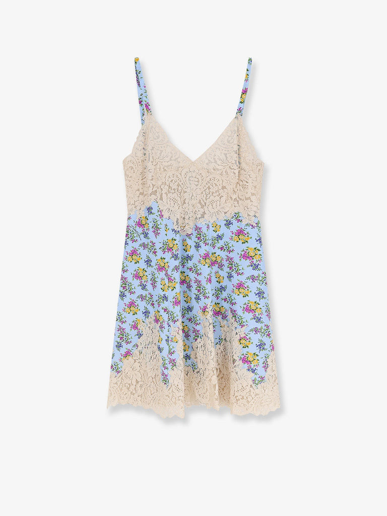 Silk blend dress with a Mazzolini di fiori print