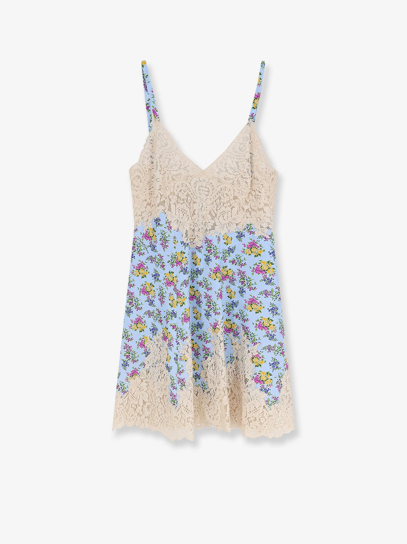 Silk blend dress with a Mazzolini di fiori print