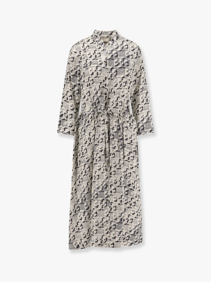 Silk dress with pixelated logo print
