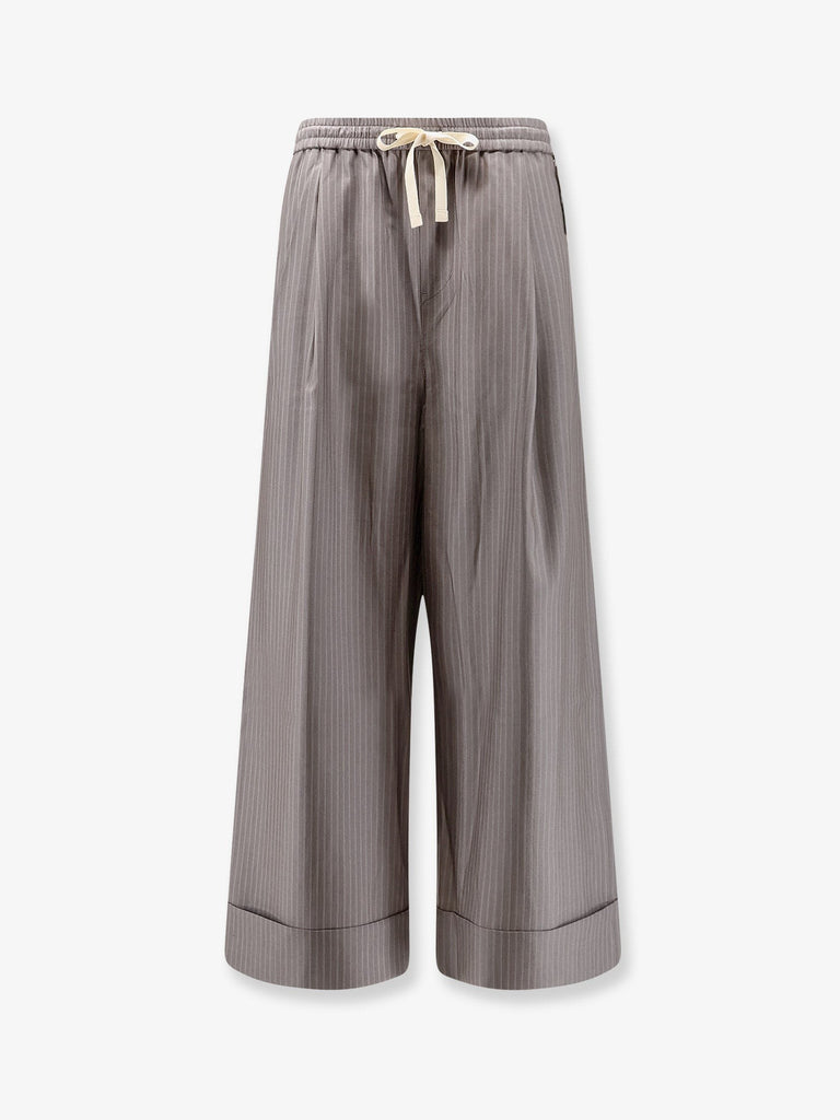 Silk, polyester and wool blend trousers